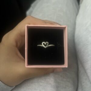 Pandora Silver Heart Ring with Sparkling Accents